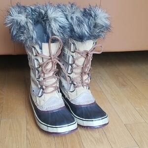 Sorel Tan Fur-Trimmed Joan Of Arctic Winter Boots